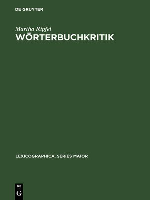 cover image of Wörterbuchkritik